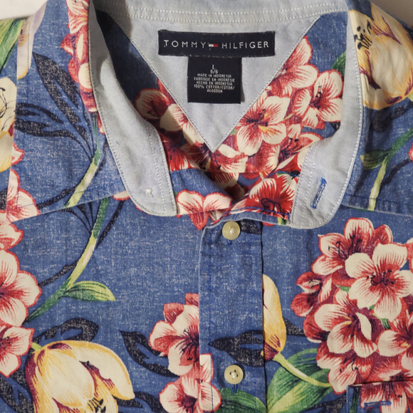 Tommy Hilfiger Flower Button Shirt L - Picture 2 of 2